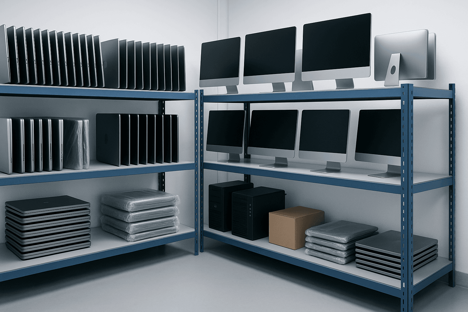 Professionelle Geräte-Lagerung und Device Lifecycle Management für IT-Geräte wie Laptops und Monitore in Köln